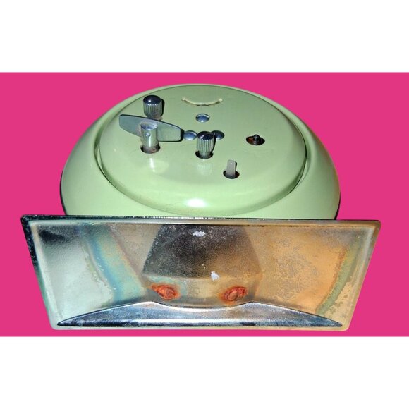 Vintage Blue Owl Design Alarm Clock With Chrome Base & Green Back Mid-Century St - Picture 6 of 9